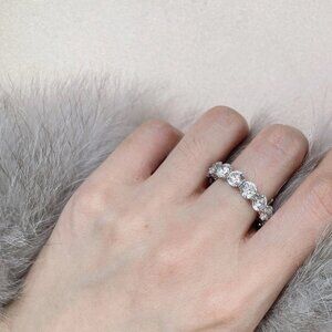 Moissanite Full Eternity Wedding Band 1.80 Carat Round Cut Solid 14K White Gold